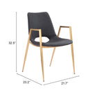 Zuo Desi Dining Chair - Black/Gold - Set of 2-6