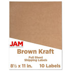JAM Paper Full Page Labels - 8.5 x 11 Sticker Paper - Brown Kraft - 2 Packs of 10 Labels-Size: 8.5" x 11"
