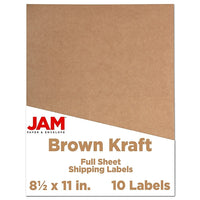 JAM Paper Full Page Labels - 8.5 x 11 Sticker Paper - Brown Kraft - 2 Packs of 10 Labels-Size: 8.5" x 11"