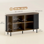 HOMCOM 55" Fluted Mid Century Sideboard Buffet Cabinet with Tambour Sliding Doors - Black Wood Grain-Black wood grain and brown oak finish blend seamlessly with various decor styles