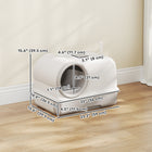 PawHut Cat Litter Box with Easy Clean Drawer and Scoop - White/Grey-Features a one-way entrance and exit suiting your cat's natural habits 