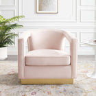 Modway Frolick Performance Velvet Armchair - Pink-Gold Nailhead Trim
