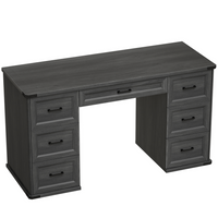HOMCOM 55" Farmhouse Executive Desk with Drawers - Black Wood Grain-Expansive 55.1" x 21.3" desktop fits dual monitors and working supplies