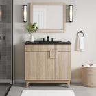 Modway Miles 36" Bathroom Vanity - Black/Oak-Plumbing Cut-Out