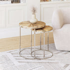 Zuo Bari Nesting Table - Natural - Set of 2-Dimensions: 17.9" L x 17.9" W x 20.5" H
