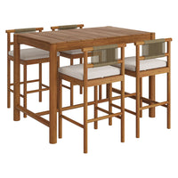 Modway Eleni 5-Piece Outdoor Teak Wood Bar Set - Natural Sail-Teak Wood Furniture Set