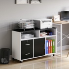 HOMCOM Mobile Lateral Filing Cabinet with Lockable Drawer - Black-Tabletop can hold printers, scanners or display person items 