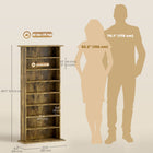HOMCOM 8-Tier Media Storage Cabinet - Rustic Brown-Narrow depth maximizes floor space