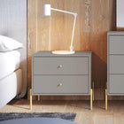 Manhattan Comfort Jasper 25.15" Modern Nightstand - Grey-Includes 2 Full Extension Drawers