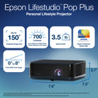 Epson Lifestudio Pop Plus 4K PRO-UHD Personal Lifestyle Projector with Sound by Bose Technology – Navy-Compact and Versatile- A sleek, compact and modern design lets you easily project almost anywhere with ease and style