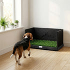 PawHut Dog Grass Pad with High Walls and Tray, Indoor Potty Tray-Realistic artificial turf helps create a secure and familiar potty training setting

