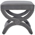 Modway Expound Upholstered Nailhead Trim Performance Velvet Ottoman - Grey-Silver or Brass (Ivory) Button Trim