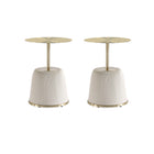 Manhattan Comfort Anderson 15.75" Modern Leatherette Upholstered End Table - Cream - Set of 2-Modern End Table - Set of 2 for Living Room Use
