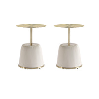 Manhattan Comfort Anderson 15.75" Modern Leatherette Upholstered End Table - Cream - Set of 2-Modern End Table - Set of 2 for Living Room Use