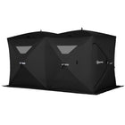 Outsunny 5-8 Person Pop-up Ice Fishing Shelter Tent - Black-Available for 5-8 people, measured 141.7" L x 70.9" W x 78.7" H, 70sq. ft. of fishable space 