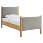 Modway Maven Twin Size Fabric Upholstered Platform Bed - Wheat Oak-Assembly Required