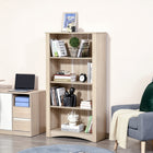 HOMCOM 4-Tier Bookcase for Study, Living Room - Oak-Made of particleboard, each shelf can hold up to 5kg 