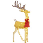 Outsunny Light Up Reindeer Christmas Decoration with 137 LED Lights - Gold-Outdoor reindeer standing welcomes Christmas 