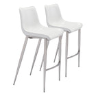 Zuo Magnus Barstool - White/Silver - Set of 2-Ergonomic and supportive footrest