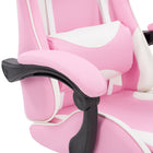 CorLiving Ravagers Gaming Chair - Pink/White-Reclining mechanism allows backrest to tilt up to 145 degrees