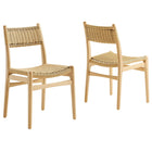 Modway Wynn Rope and Wood Dining Side Chairs - Natural - 2 Pack-Set of 2 Dining Accent Chairs