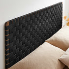 Modway Sparta Weave Wall-Mount Vegan Leather Queen Headboard - Walnut Black-Vegan Leather Basketweave