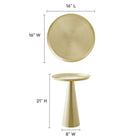 Modway Maren Round Side Table - Brass-Raised Rim Tabletop
