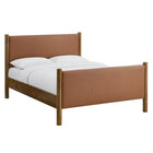 Modway Maven Queen Size Vegan Leather Upholstered Platform Bed - Tan Walnut-Assembly Required