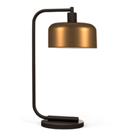 Hudson&Canal Cadmus 20.5" Tall Table Lamp with Metal Shade - Blackened Bronze/Brass/Brass-Industrial design for your living room, workspace, or bed side table