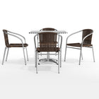 Flash Furniture 31.5'' Square Aluminum Indoor/Outdoor Table with 4 Rattan Chairs (TLH32SQ020CHR4)-Flash Furniture 5 Year Limited Product Warranty