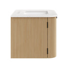 Modway Zia 30" Wall-Mount Bathroom Vanity with Marble Sink - Natural-Plumbing Cutouts
