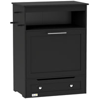 PawHut Pet Feeder Station Storage Cabinet and Container - Black-Two removable pet feeder station are easy for treats, water, or food easy to clean and fill 