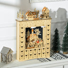 HOMCOM Wooden 24 Day Countdown Christmas Advent Calendar - Natural Wood-Reusable design, saving budget while having year after year fun 