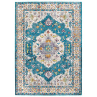 Modway Success Anisah Distressed Floral Vintage Medallion Area Rug - 8 ft W x 10 ft L - Blue Ivory Yellow Orange-Distressed Vintage Floral Vintage Medallion Area Rug