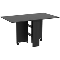 HOMCOM 55" Drop Leaf Folding Dining Table with Storage Shelves for 4-6 - Black-Modern style suits bedroom, living room, and dining room