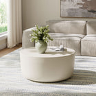 Modway Brion Round Indoor/Outdoor Patio Concrete Coffee Table - White-Non-Marking Levelers