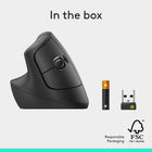 Logitech Lift Left Vertical Ergonomic Mouse - Graphite-Requires Logi Options+ software, available for Windows and macOS