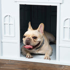 PawHut 26" W Plastic Outdoor Dog House - Blue-Large door enhances airflow and ventilation 