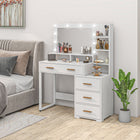 HOMCOM Vanity Table with Illuminated LED Mirror - 39.4" L x 15.7" W x 54.3" H - White-Solid particleboard and MDF with melamine for durability and cleanliness 