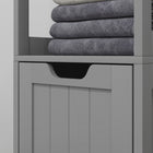 Kleankin Narrow Freestanding Bathroom Linen Tower Cabinet - Grey-Material: MDF