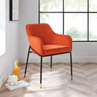 Modway Jovi Performance Velvet Dining Armchair - Black/Orange-Glam Deco Accent Chair