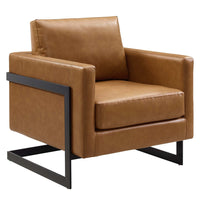 Modway Posse Vegan Leather Accent Chair - Black Tan-Modern Accent Chair
