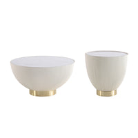 Manhattan Comfort Anderson Modern 28.15" Coffee Table and 18.43" End Table - Cream - Set of 2-Modern Coffee Table and End Table Set for Living Room Use