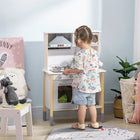 Qaba Kids Wooden Play Kitchen with Realistic Lights Sounds, Adjustable Height - White-Adjustable height to suit children of different heights 