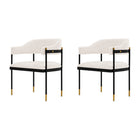 Manhattan Comfort Lia 24.8" Modern Chenille Upholstered Dining Armchair - Cream - Set of 2-Modern Dining Chair for Dining Room and Task Chair Usage