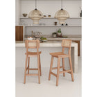 Manhattan Comfort Versailles 15.75" Industry Chic Counter Stool - Nature - 3 Pack-Fine Natural Cane Made from Authentic Wooden Rattan