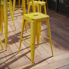 Flash Furniture Commercial Grade 30" High Backless Distressed Metal Indoor-Outdoor Barstool - Yellow-Stack Quantity: 10