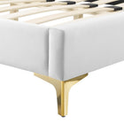 Modway Sienna Performance Velvet Full Platform Bed with Gold Metal Legs - White-Gold Metal Legs With Non-Marking Caps
