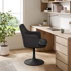 Modway Lippa Swivel Dining Vegan Leather Armchair - Black Black-Slightly Reclined Back
