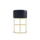Manhattan Comfort Louvre 20" Mid-Century Modern Leatherette Upholstered Counter Stool - Black and Titanium Gold - 2 Pack-21" L x 21" W x 36" H